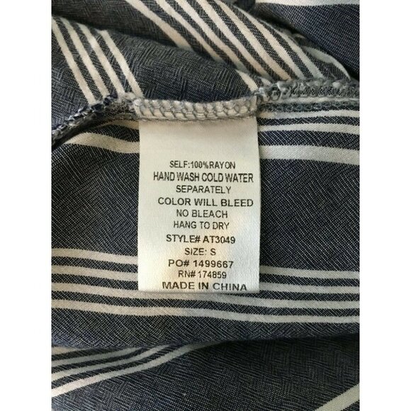 Alythea Small Blue Striped Hi Low Long Sleeve Roll up Blouse - Picture 6 of 6